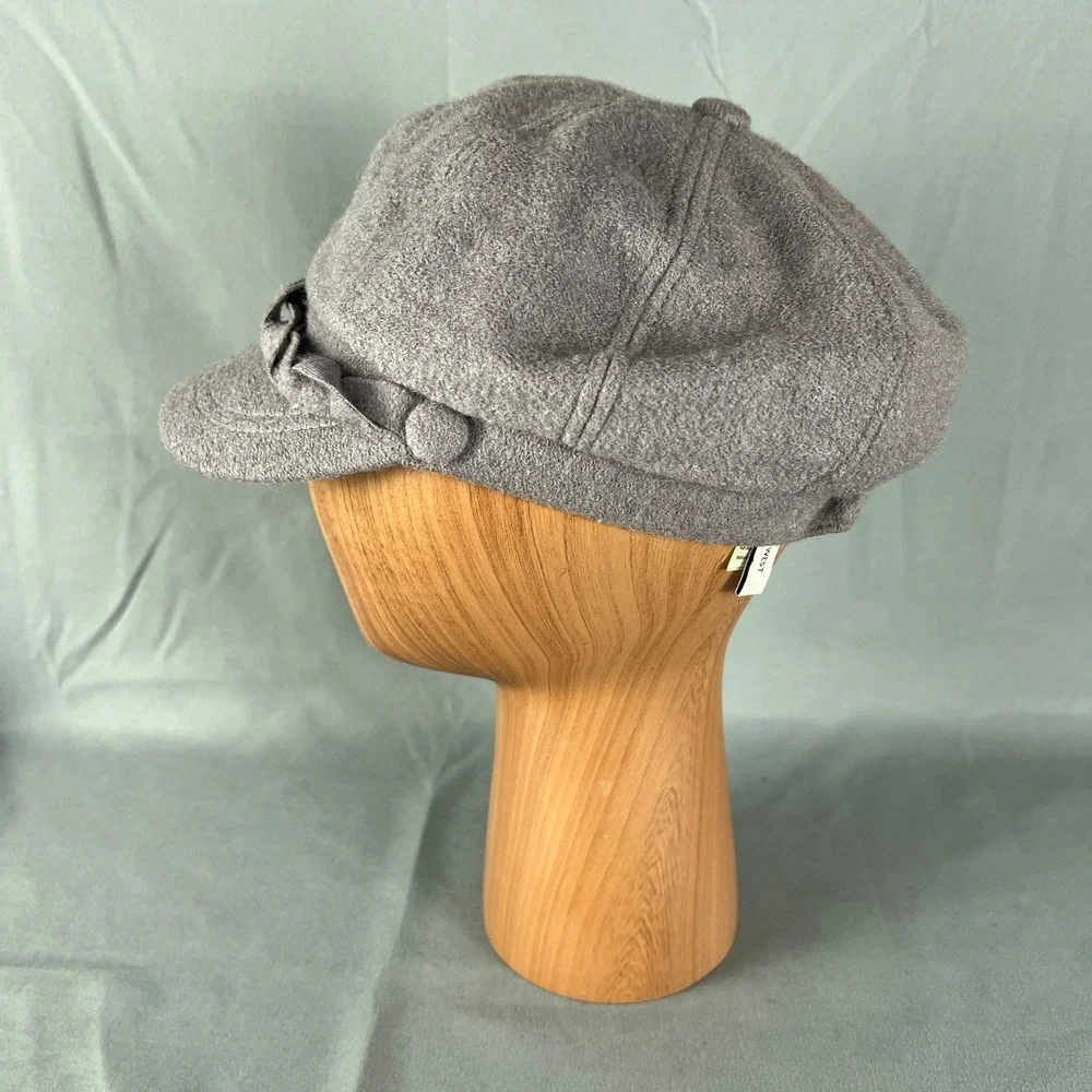 Nine West Newsboy Hat Women One Size Gray Braided Flat Cabbie Winter Outdoor
